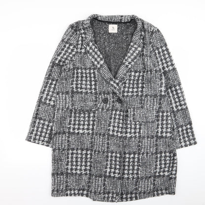 Per Una Womens Grey Geometric  Overcoat Coat Size L