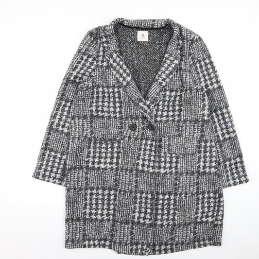 Per Una Womens Grey Geometric  Overcoat Coat Size L