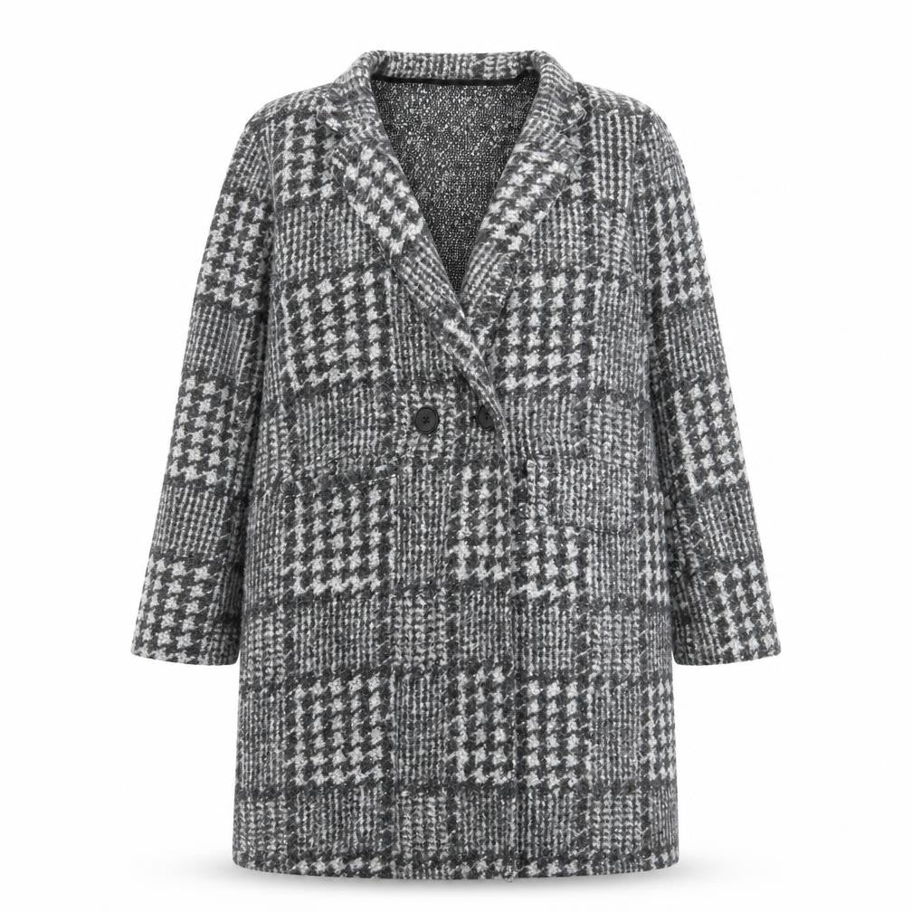 Per Una Womens Grey Geometric  Overcoat Coat Size L