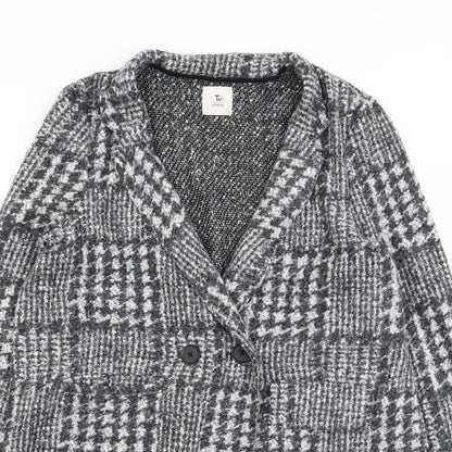 Per Una Womens Grey Geometric  Overcoat Coat Size L