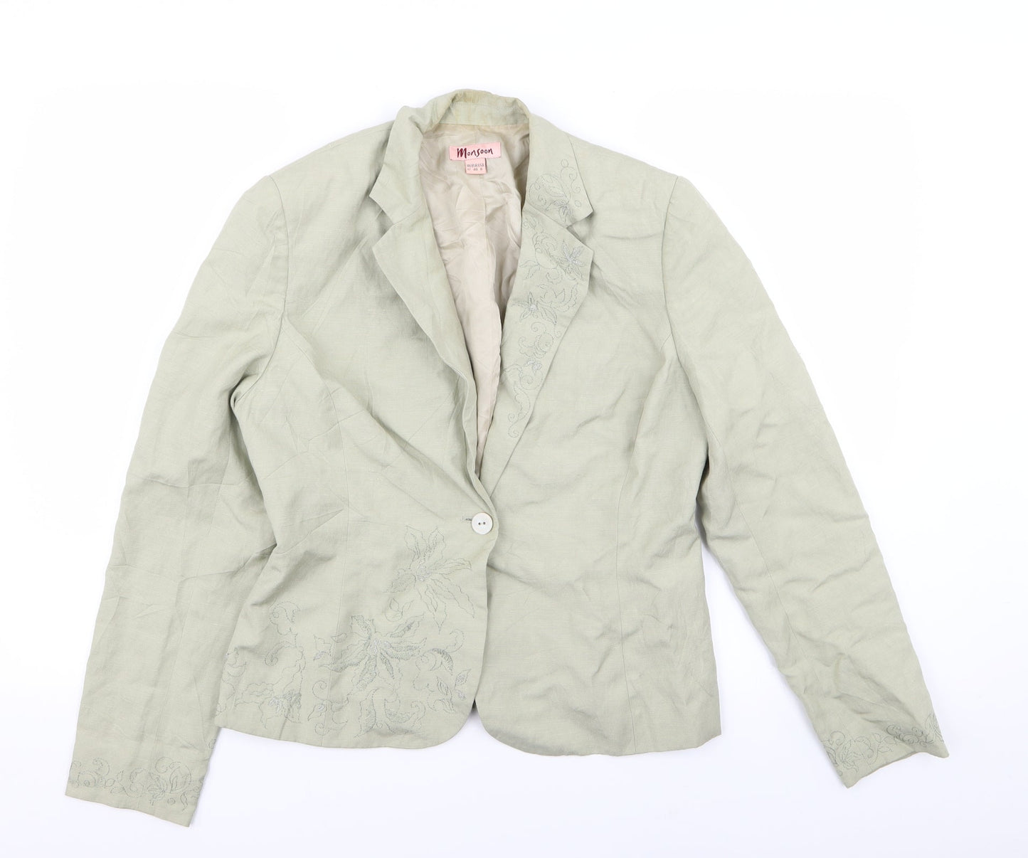 Monsoon Womens Green Floral  Jacket Blazer Size 12