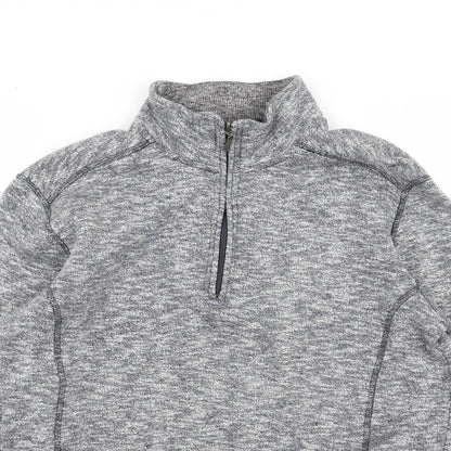 Close-up detail of Easy men’s grey jumper, size S