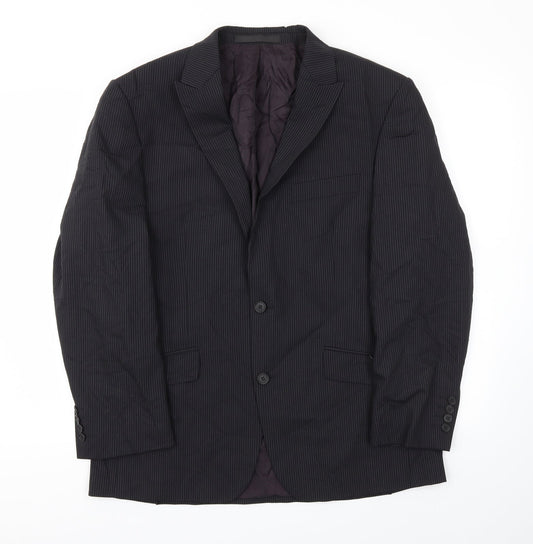 m&s Mens Black Striped  Jacket Blazer Size 40