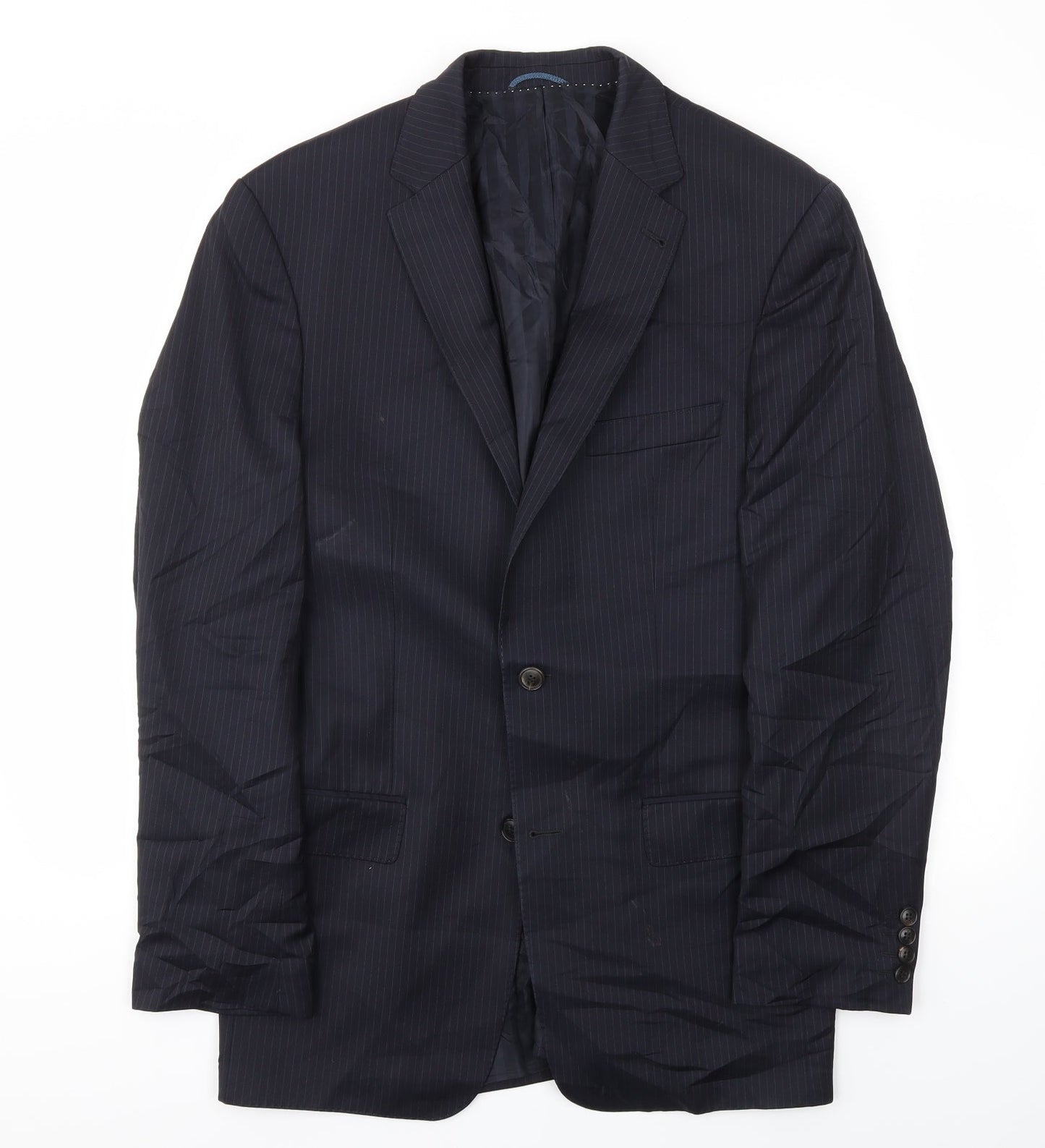 GUABELLO Mens Blue Striped  Jacket Blazer Size 42