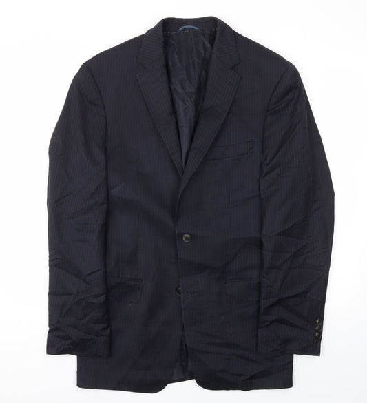 GUABELLO Mens Blue Striped  Jacket Blazer Size 42