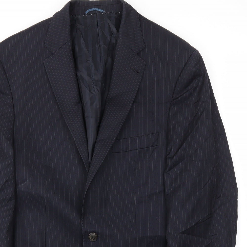 GUABELLO Mens Blue Striped  Jacket Blazer Size 42
