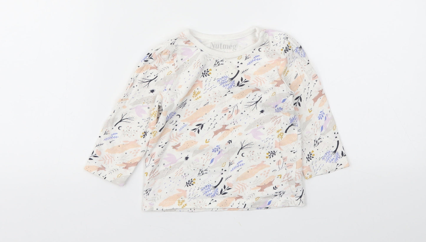 Nutmeg  Ivory Floral  Basic T-Shirt Size 6-9 Months