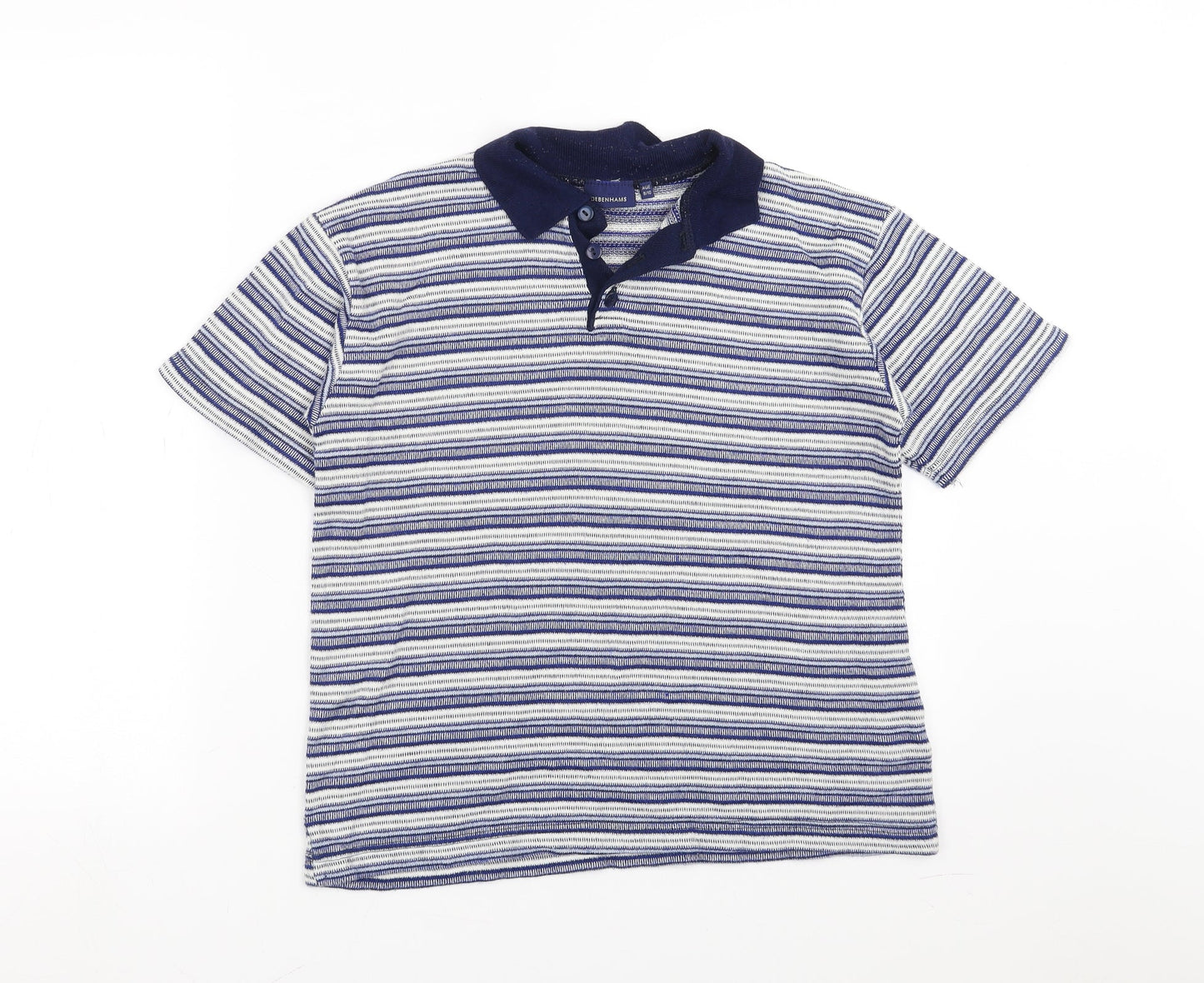 Debenhams Boys Blue Striped  Basic Polo Size 9-10 Years
