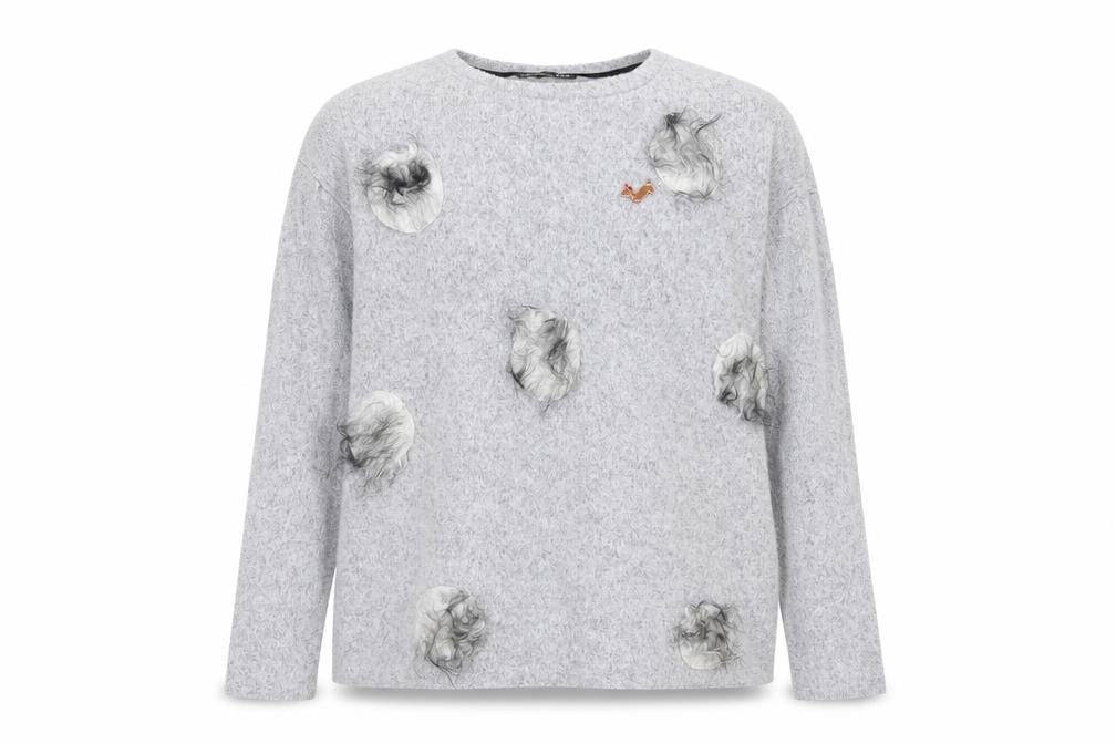 Zara Womens Grey   Pullover Jumper Size S  - fluffy detail