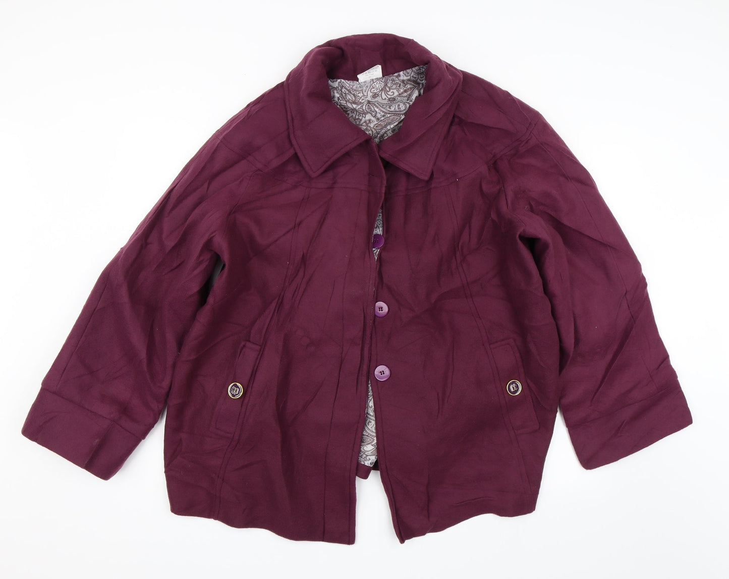 Anne De Lancay Womens Purple   Overcoat Coat Size XL
