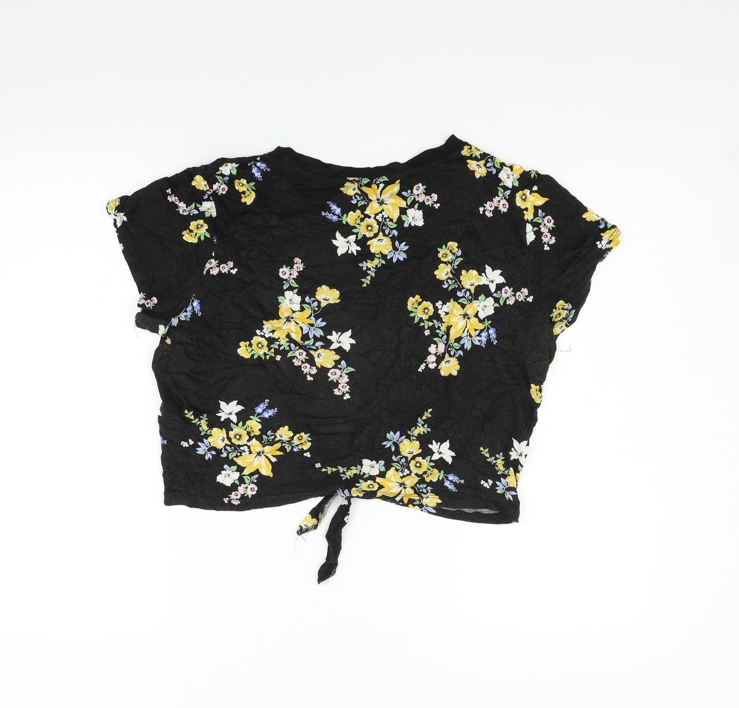 Divided Womens Black Floral  Basic T-Shirt Size M