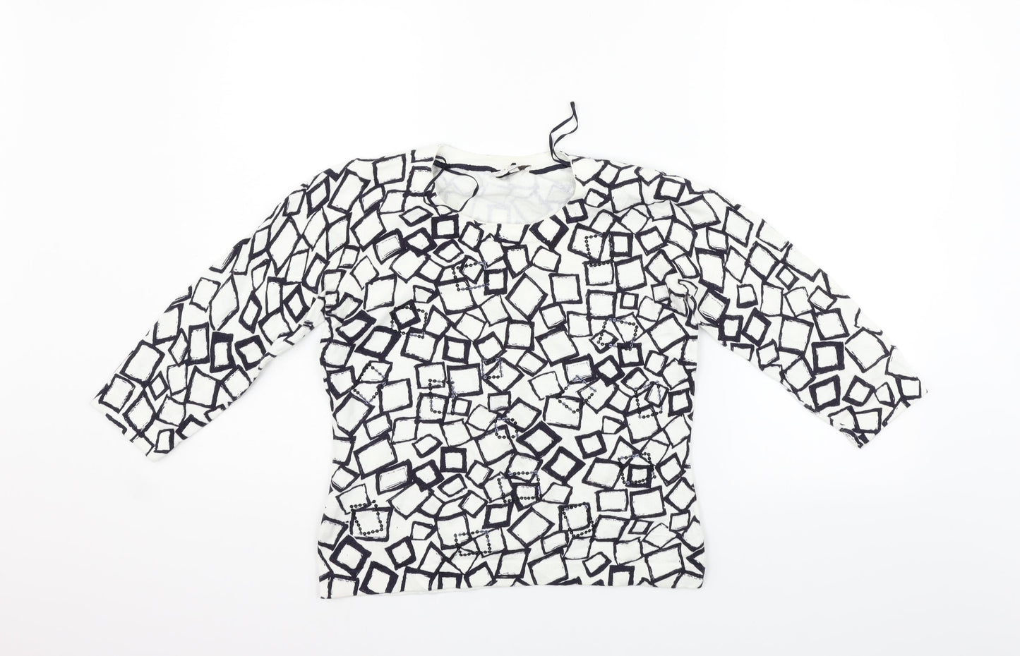 county casual Womens White Geometric  Pullover Jumper Size S