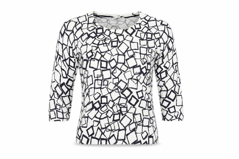 county casual Womens White Geometric  Pullover Jumper Size S