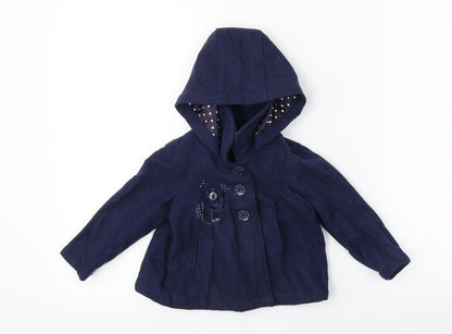 Additional front view of bows & arrows girls’ blue jacket coat, size 2, years