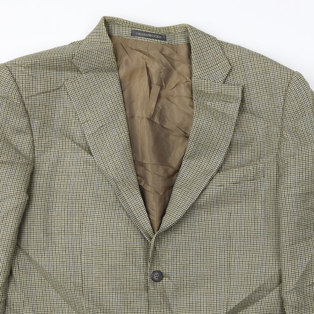 GREENWOODS  Mens Brown Check  Jacket Blazer Size 42