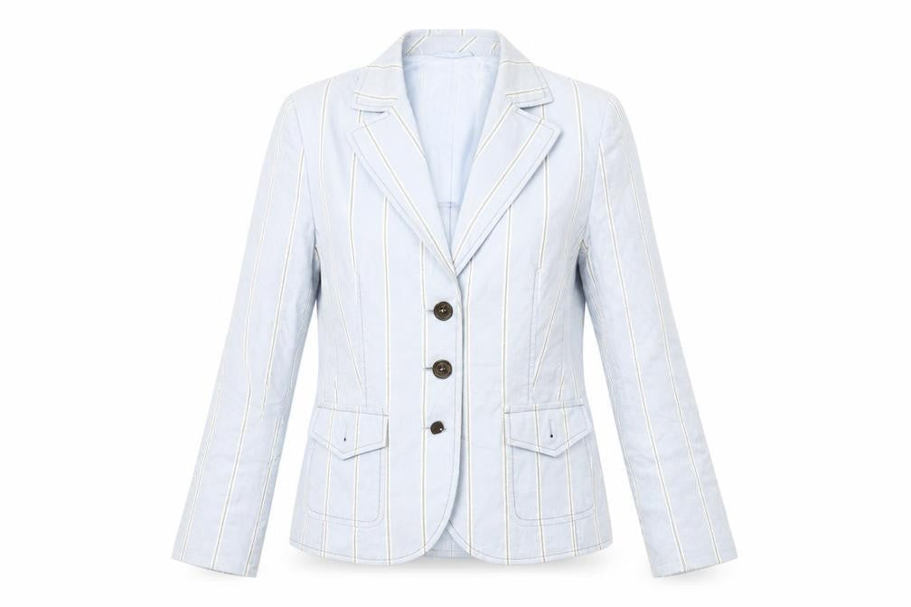 Basler  Womens Blue Striped  Jacket Blazer Size 10
