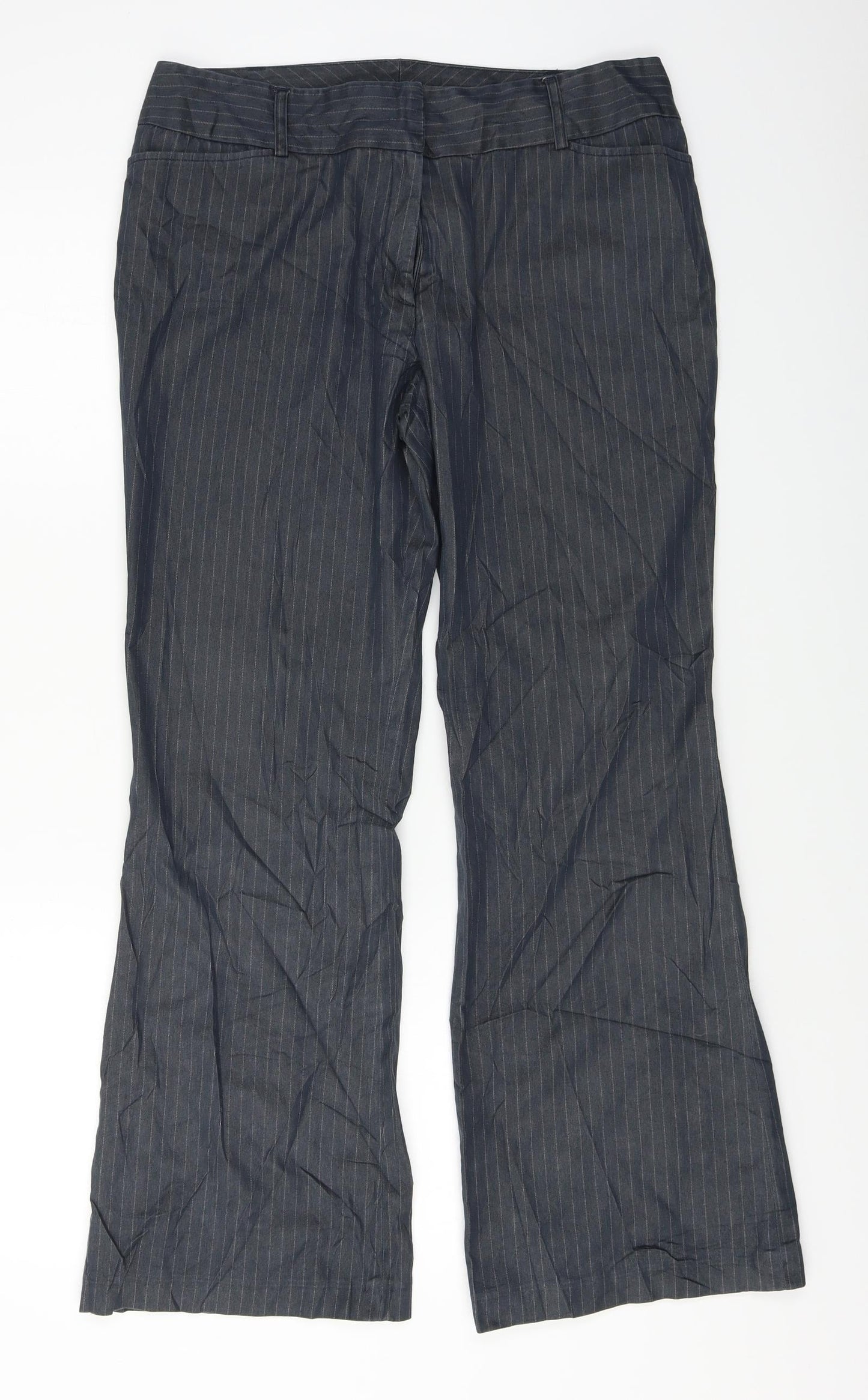 Wallis  Womens Grey Striped  Trousers  Size 14 L27 in