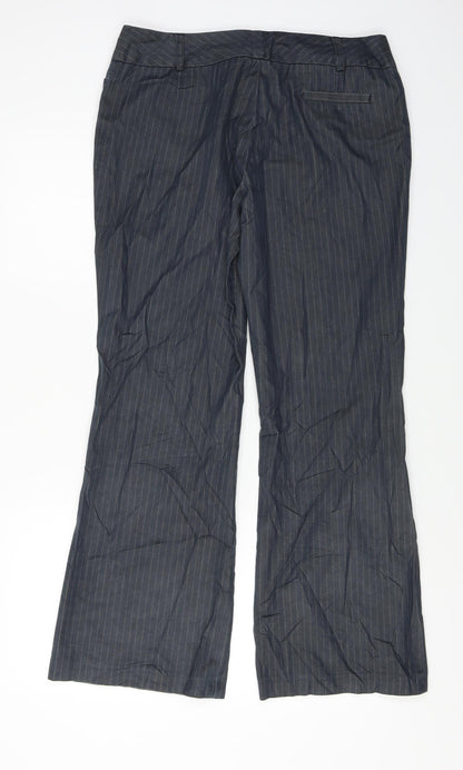 Wallis  Womens Grey Striped  Trousers  Size 14 L27 in