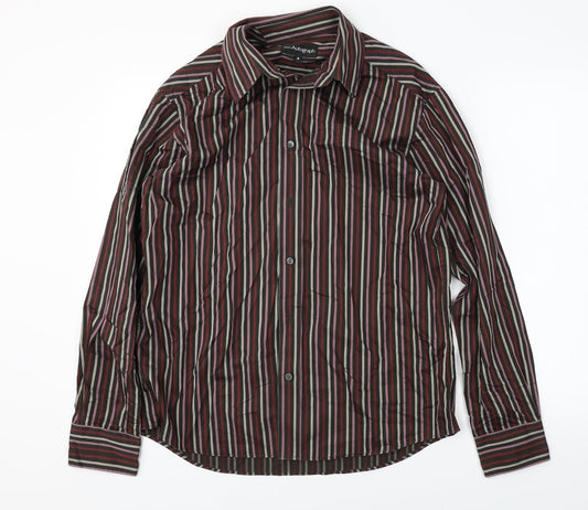 Marks and Spencer Mens Brown Striped   Button-Up Size M