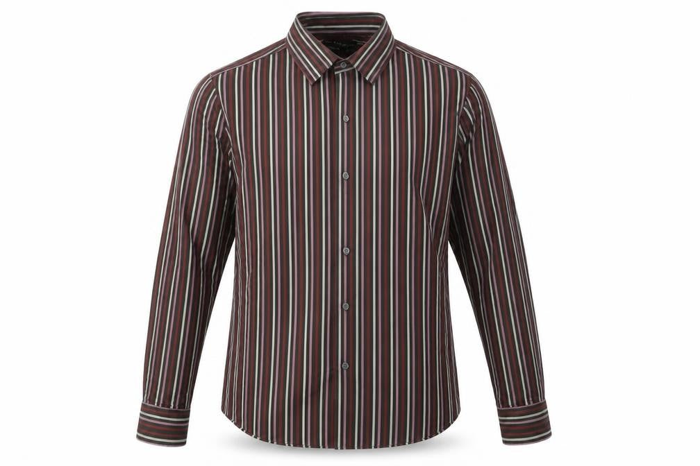 Marks & Spencer Mens Brown Striped   Button-Up Size M