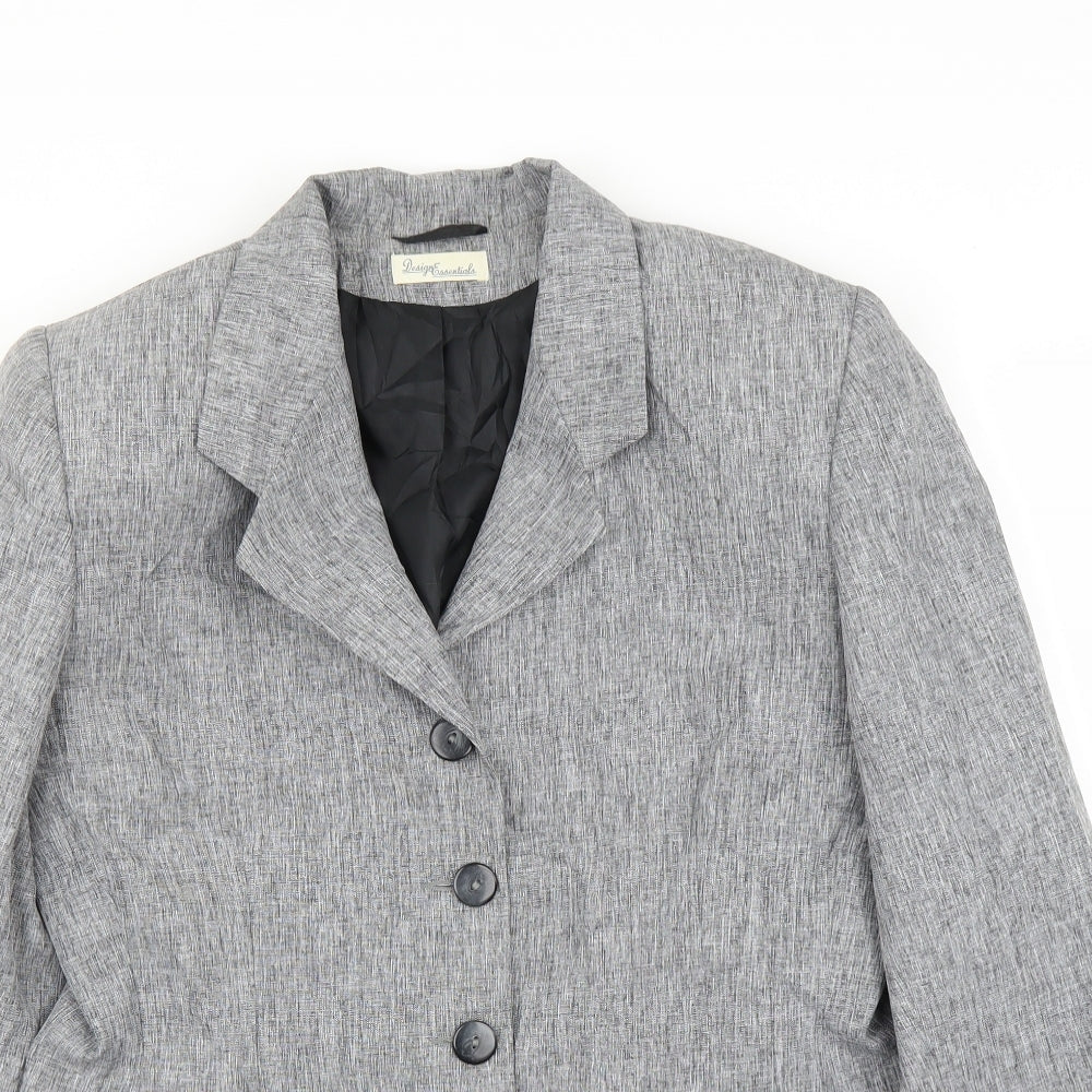 Design Essentials Womens Grey   Jacket Blazer Size 14