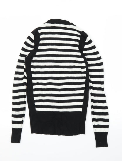 Marks & Spencer Womens Black Striped  Pullover Jumper Size 10