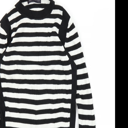 Marks & Spencer Womens Black Striped  Pullover Jumper Size 10