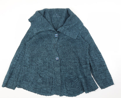 Preloved BM Womens Blue   Cardigan Jumper Size L - Front