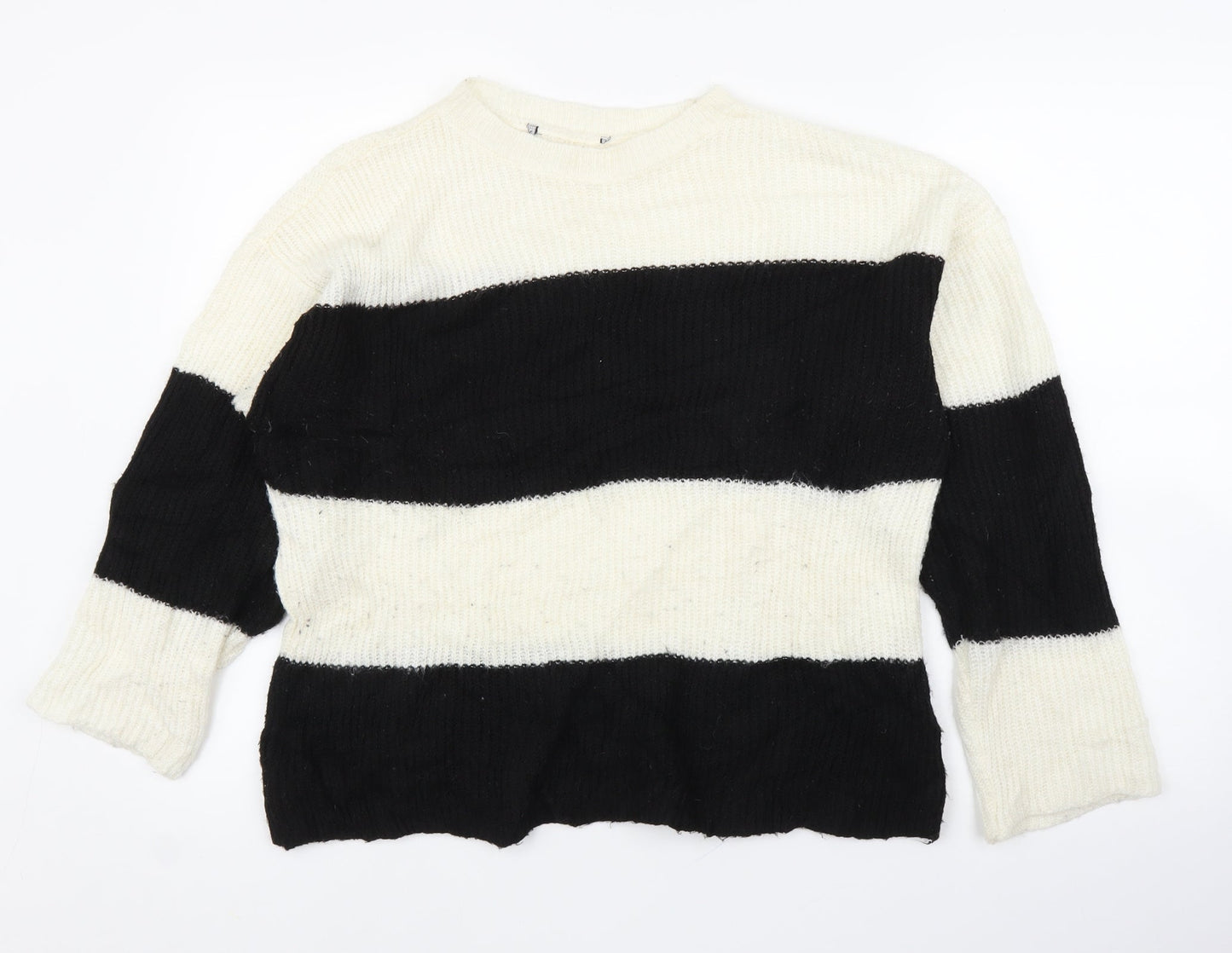 Preworn Womens White Striped  Pullover Jumper Size L
