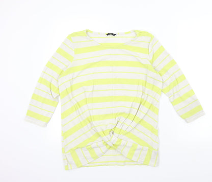 Additional front view of Roman women’s yellow striped jumper, size UK 12