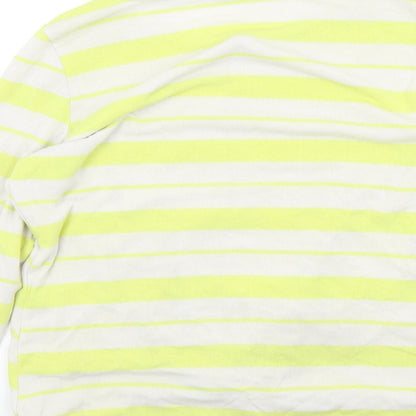 Brand and care label for Roman women’s yellow striped jumper, size UK 12