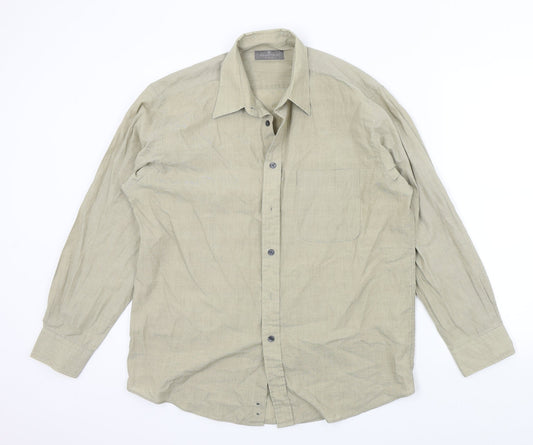 Essentials Mens Beige    Button-Up Size 16