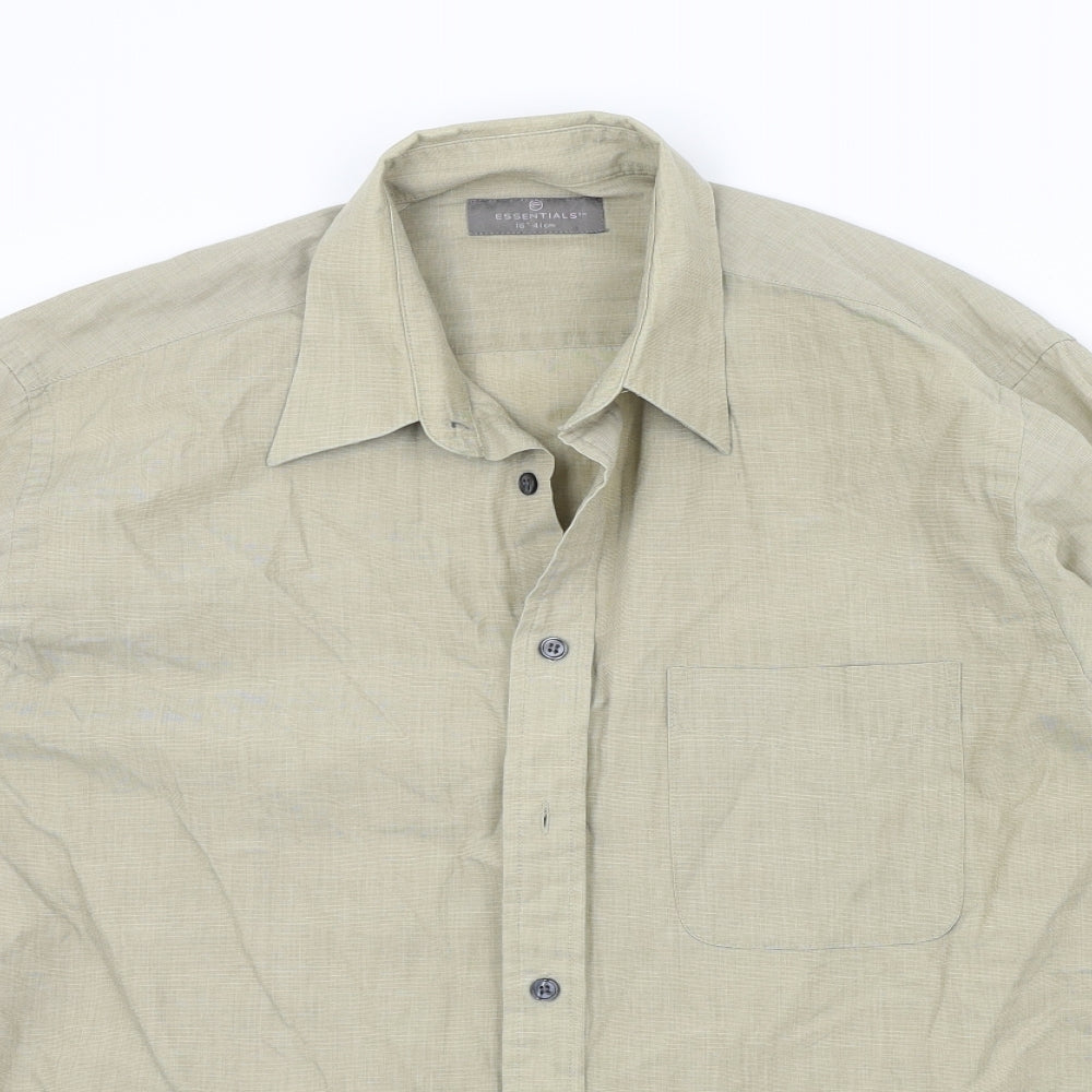 Essentials Mens Beige    Button-Up Size 16