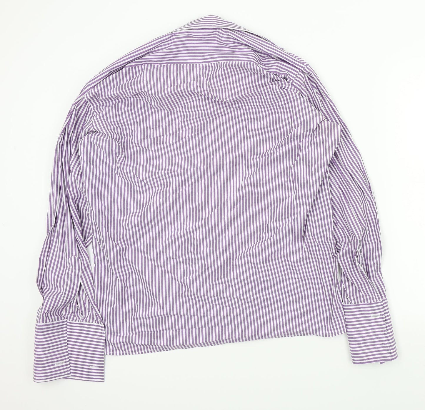Peter England Mens Purple Striped   Button-Up Size 16