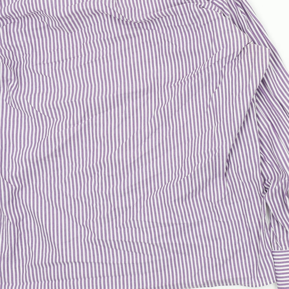 Peter England Mens Purple Striped   Button-Up Size 16