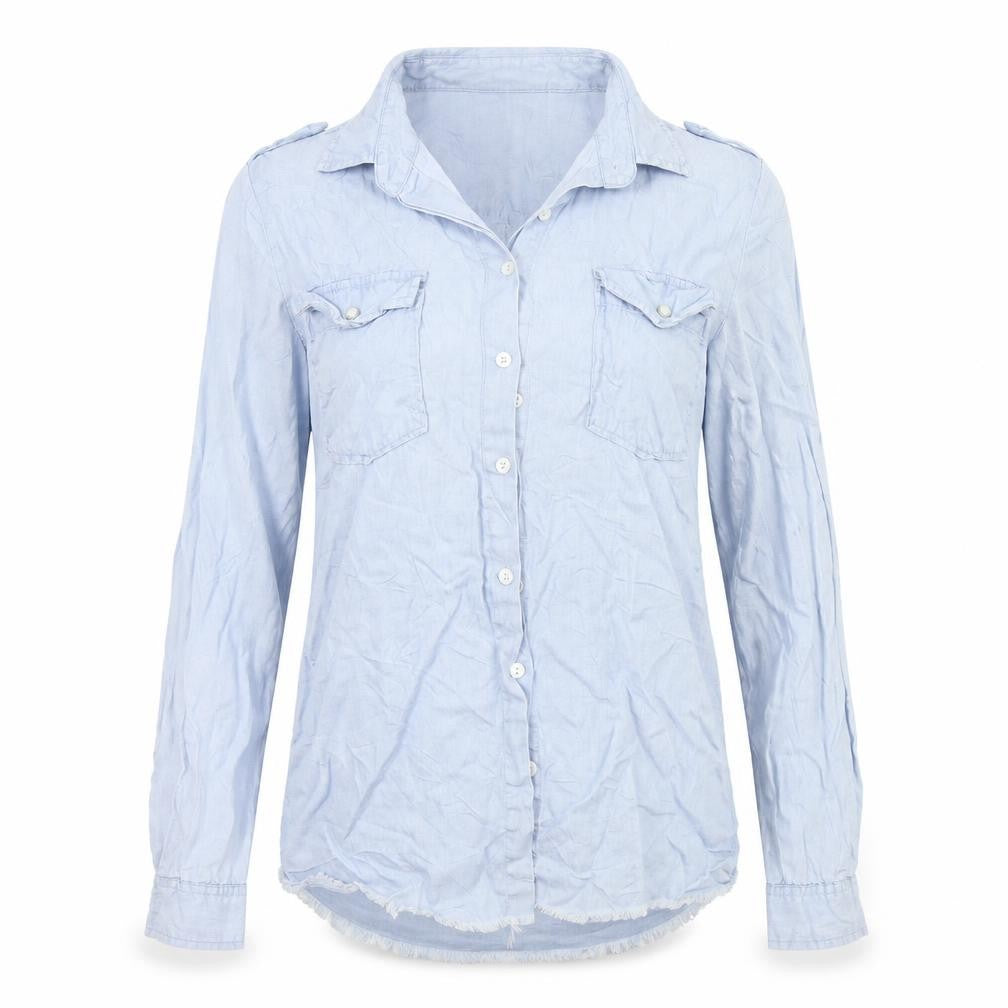 tag woman Womens Blue Colourblock  Basic Button-Up Size S