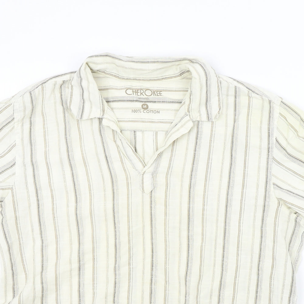 Cherokee Mens Brown Striped   Button-Up Size M