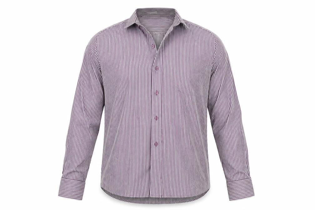 Perry Ellis Mens Purple Striped   Button-Up Size 15.5