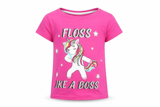 Pep&Co Girls Pink   Basic T-Shirt Size 6-7 Years  - Floss like a boss