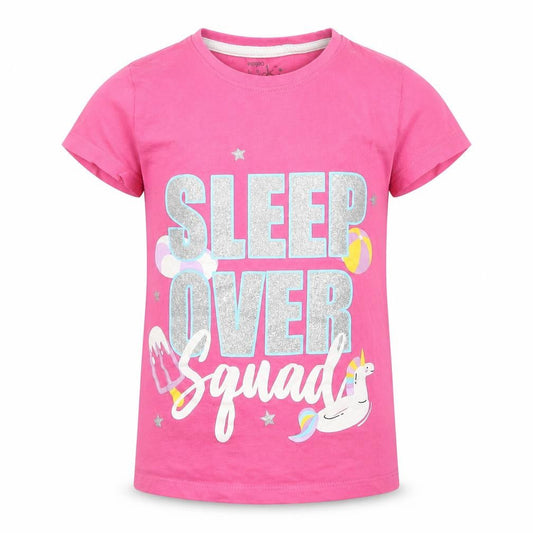 Pep&Co Girls Pink   Basic T-Shirt Size 6-7 Years  - Sleep Over