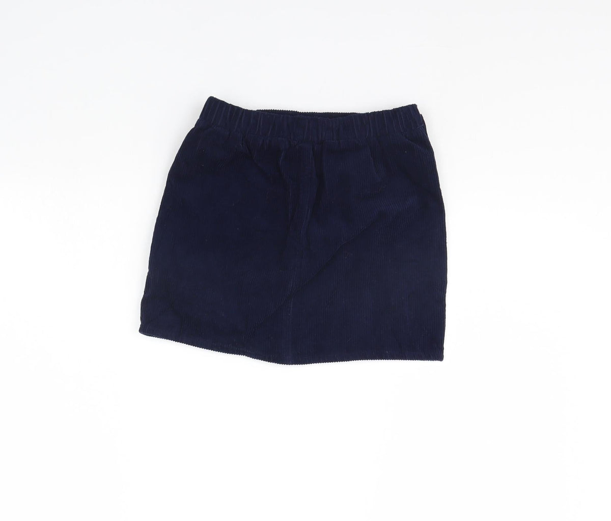 Back view of Denim & Co. girls’ blue corduroy mini skirt, size 8, years
