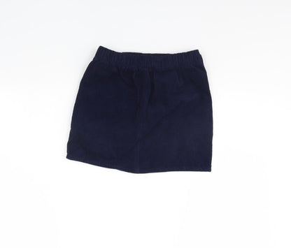Back view of Denim & Co. girls’ blue corduroy mini skirt, size 8, years