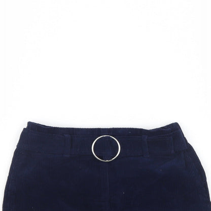 Close-up detail of Denim & Co. girls’ blue corduroy mini skirt, size 8, years