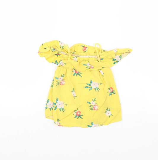 Old Navy Girls Yellow Floral  Basic Blouse Size 4 Years