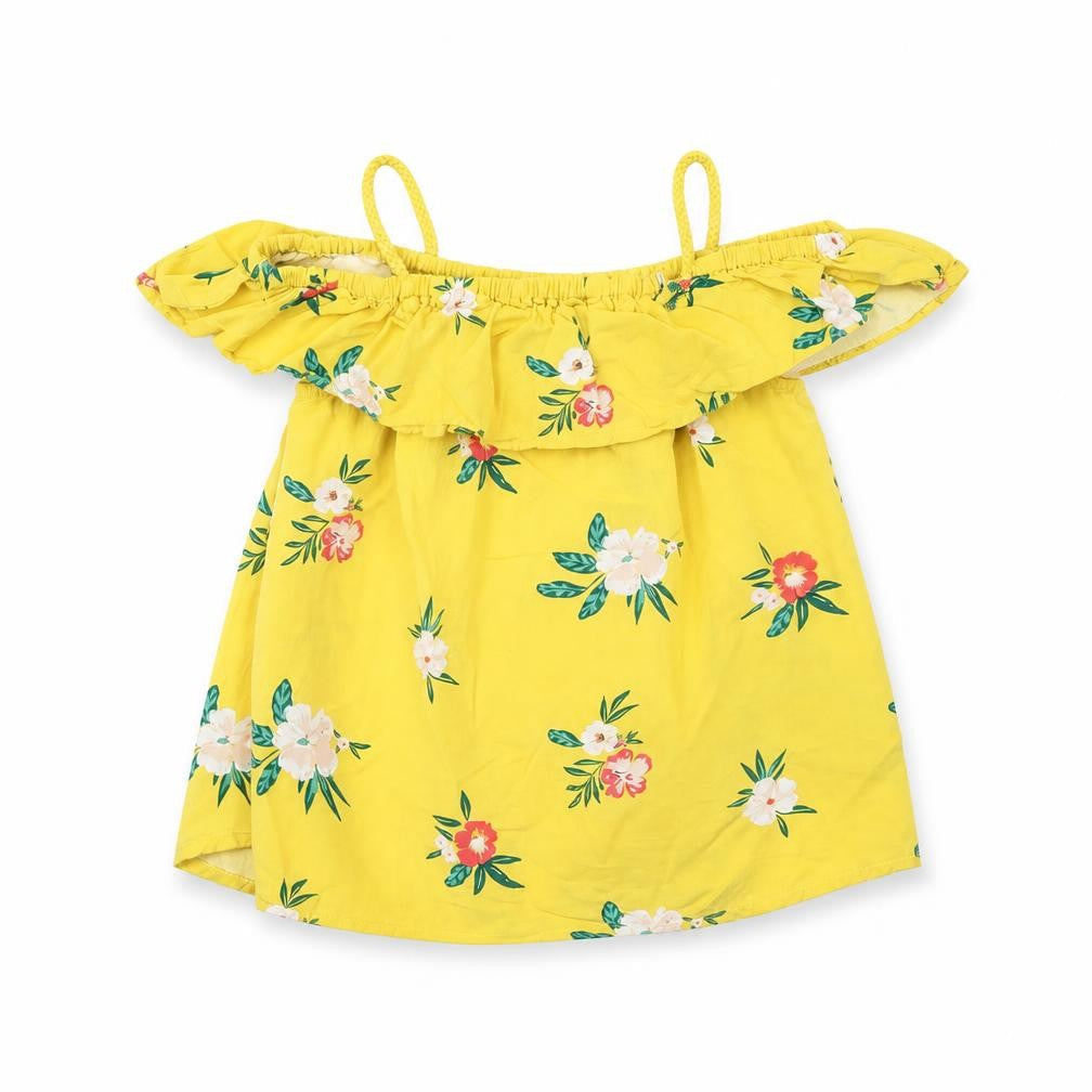 Old Navy Girls Yellow Floral  Basic Blouse Size 4 Years