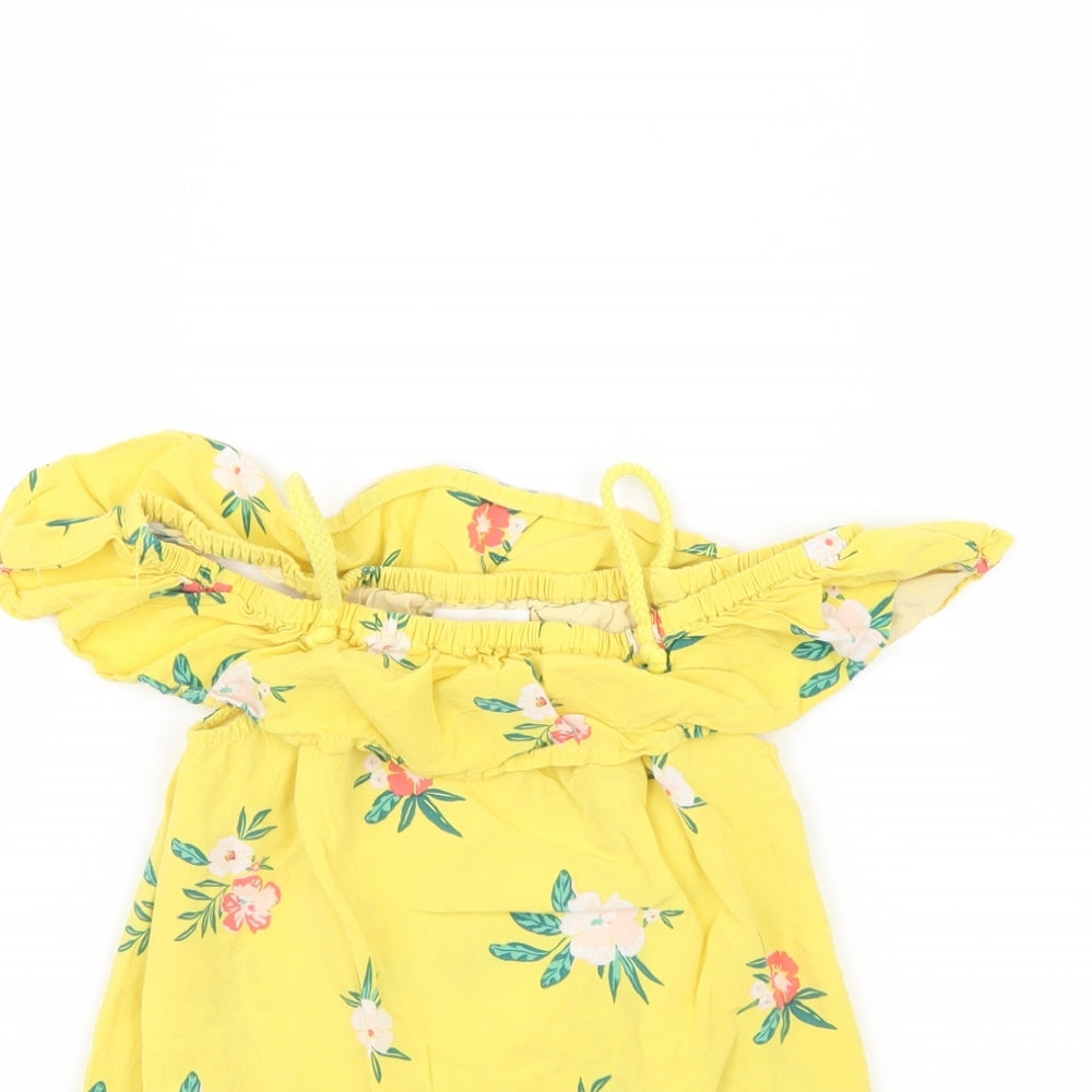 Old Navy Girls Yellow Floral  Basic Blouse Size 4 Years