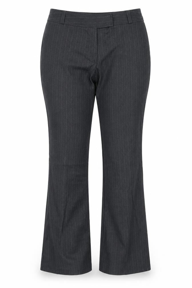F&F Womens Grey Striped  Dress Pants Trousers Size 14 L30 in