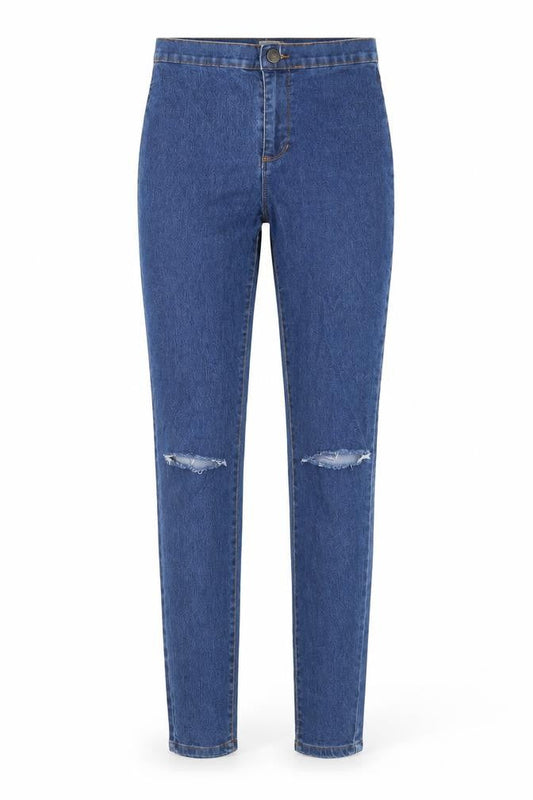 Front view of Denim & Co. women’s blue skinny jeans, size UK 8, 28-inch leg