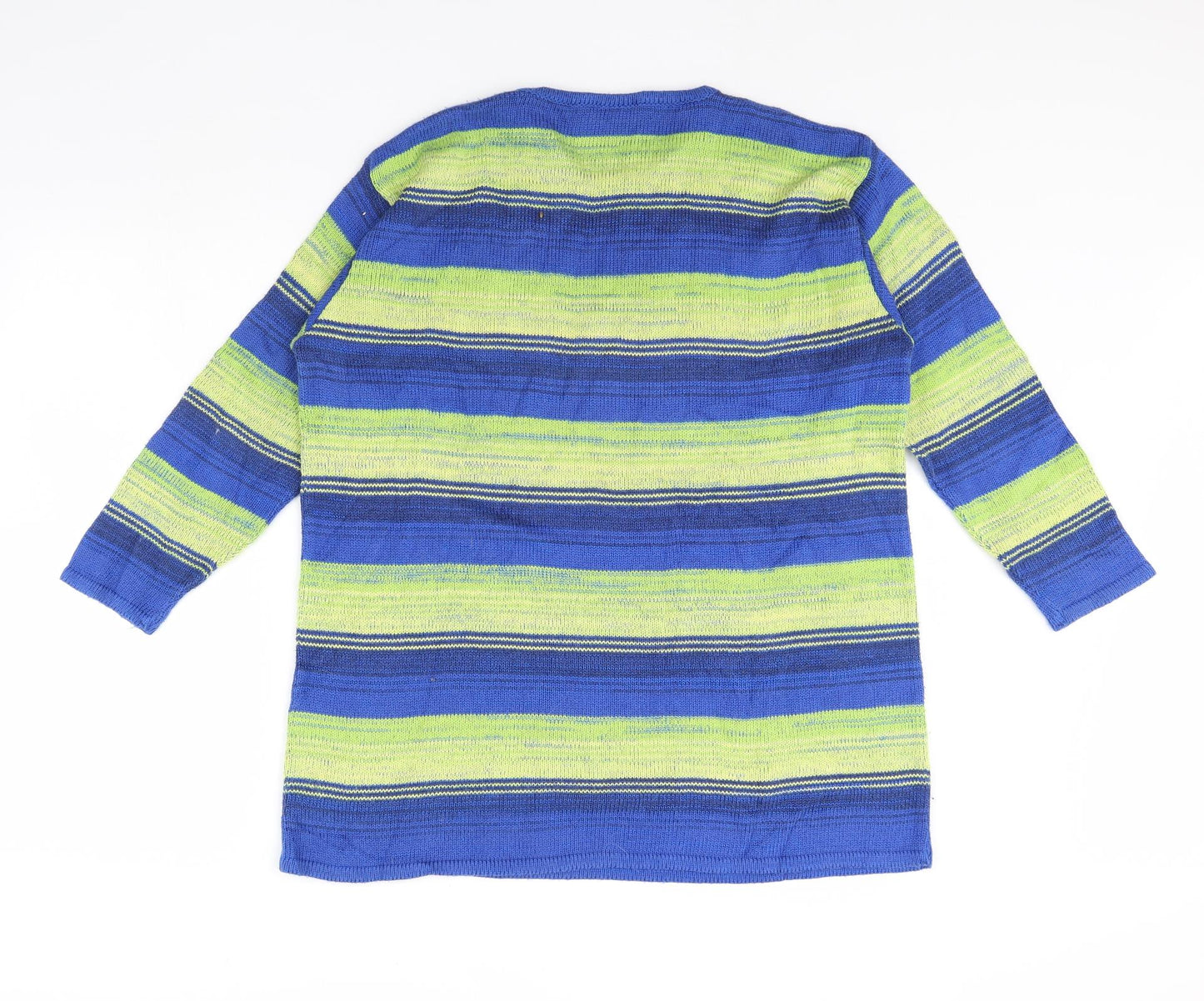 Olsen Womens Blue Striped  Pullover Jumper Size 12