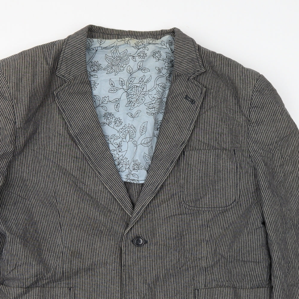 Cedar Wood State Mens Grey Striped  Jacket Suit Jacket